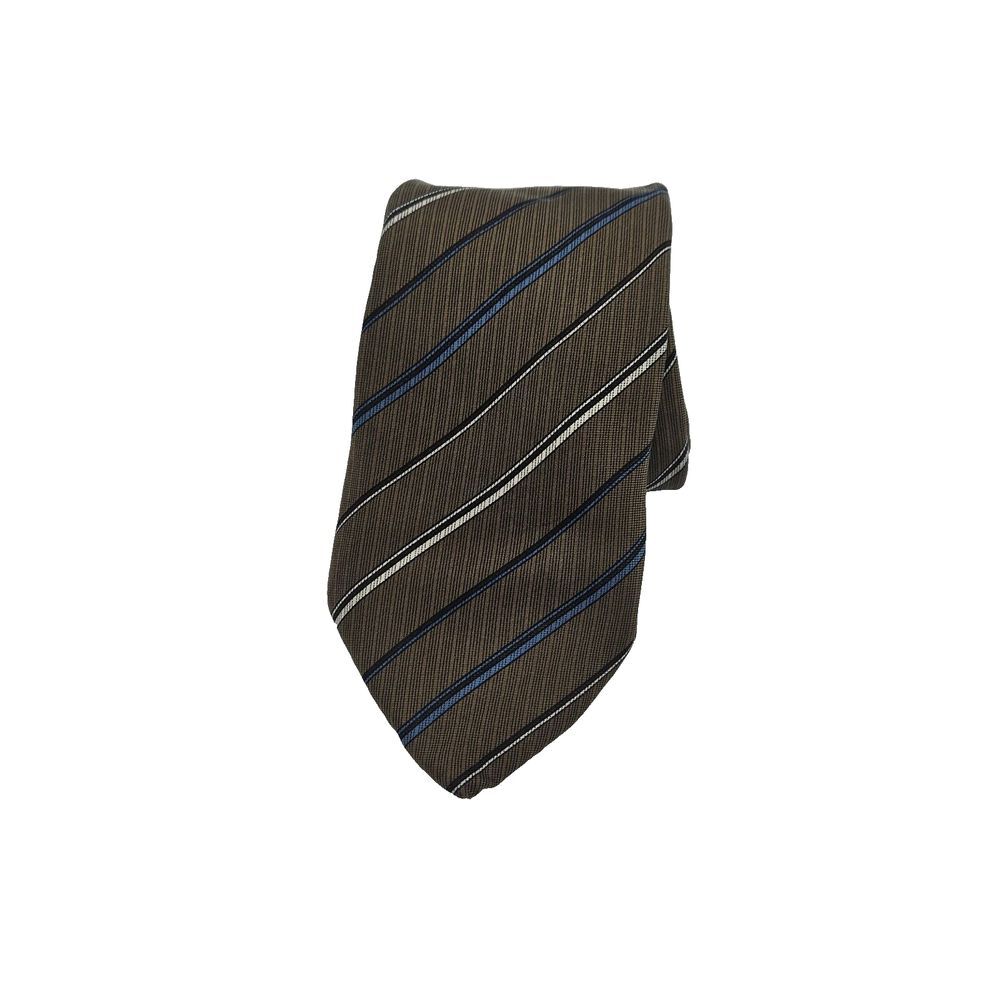 Givenchy Monsieur Mens Tie Striped Brown100% Silk Made in Italy